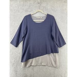 Soft Surroundings Top Women S Blue Linen Maya Tunic Scoop Neck Lagenlook